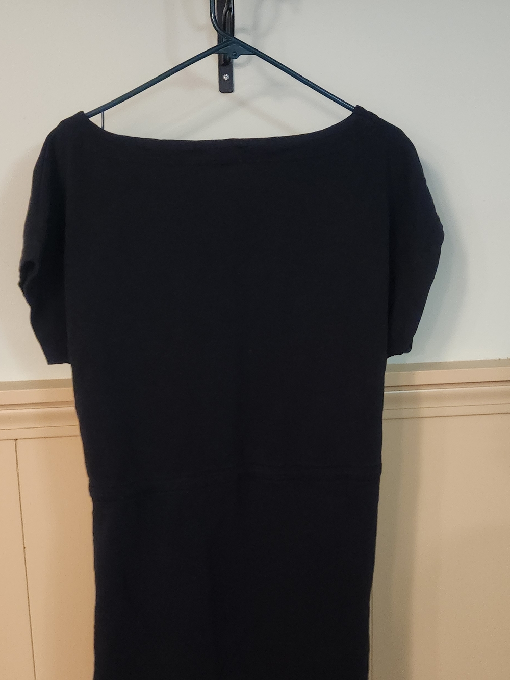 Trixie + Lulu Black Drawstring Waist T-Shirt Dress - Casual Knit Mini - Large - Picture 6 of 8